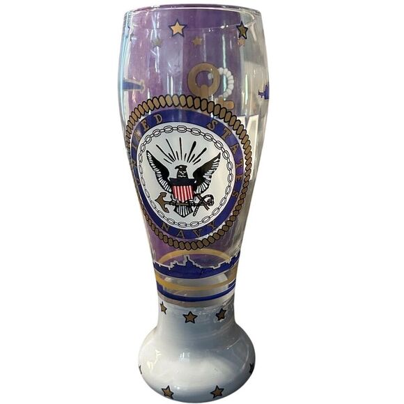 Lolita Hand-Painted Pilsner Glass 22 oz Celebration Festive Navy Theme - Picture 4 of 12